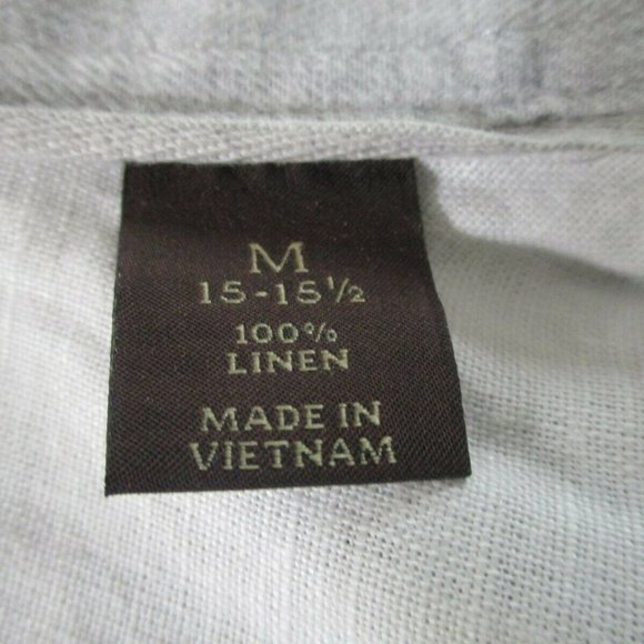 Mens 100% Linen Shirt sz M Neutral Beige Brown EUC - Picture 9 of 15